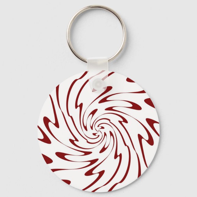 Porte-clés Art Retro Rouge et blanc Vagues à vent Abstrait (Recto)