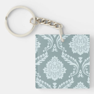 Porte-clés Art Rococo Damassé I Bleu de Canard Œuf+Turquoise
