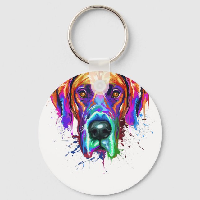 Porte-clés Art Splash Great Dane Puppy Lover Cadeaux (Recto)