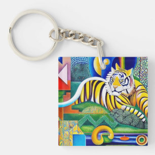 Porte-clés Art Tigre Contemporain - Décor Oeil