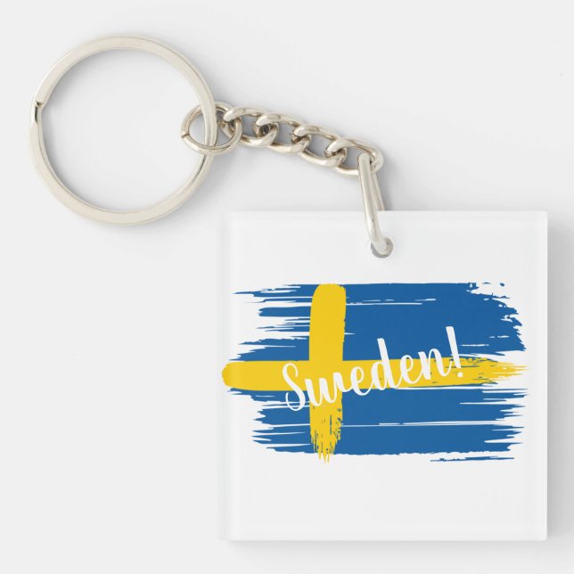 Porte-clés Artistic Brushstroke Sweden Flag (Devant)