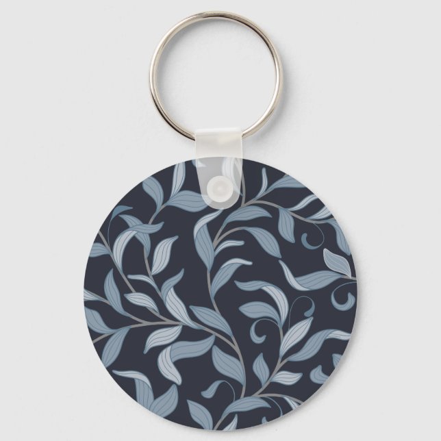 Porte-clés Arts et artisanat Bleu Feuille Botanique (Recto)
