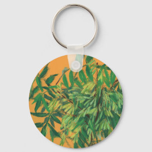 Porte-clés Ash-Tree, Green Leaves Floral Art Painting Yellow