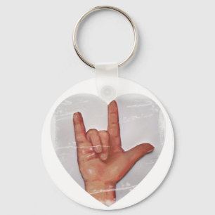 PORTE-CLÉS ASL "JE T'AIME" FORME #2 DE COEUR