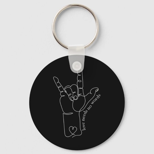 Porte-clés ASL Maman Papa Enfants Enseignant Sensibilisation  (Recto)