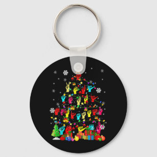 Porte-clés ASL Noël Arbre Lumières ASL Langue des signes H
