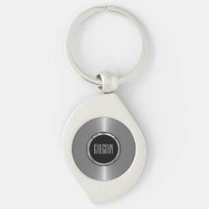 Porte-clés Aspect en acier inoxydable monogramme métallique