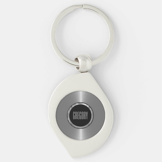 Porte-clés Aspect en acier inoxydable monogramme métallique (Devant)