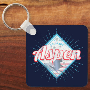 Porte-clés Aspen Colorado Retro Skier Vintage USA Ski