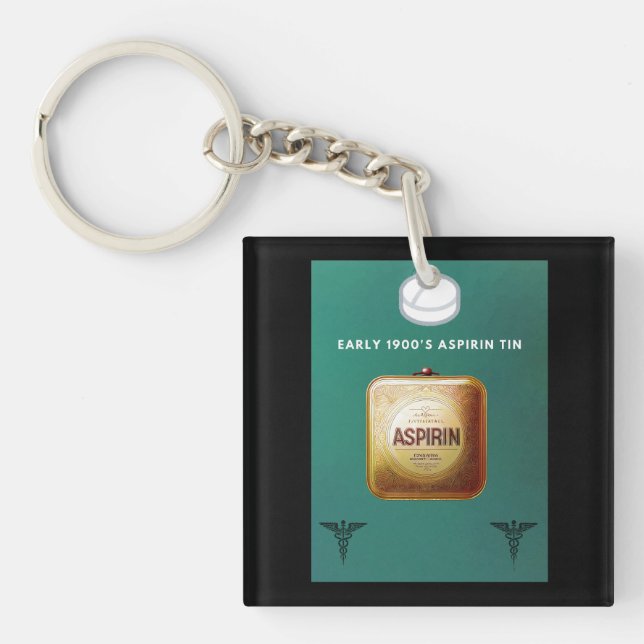 Porte-clés Aspirin Tin du début des années 1900 (Devant)