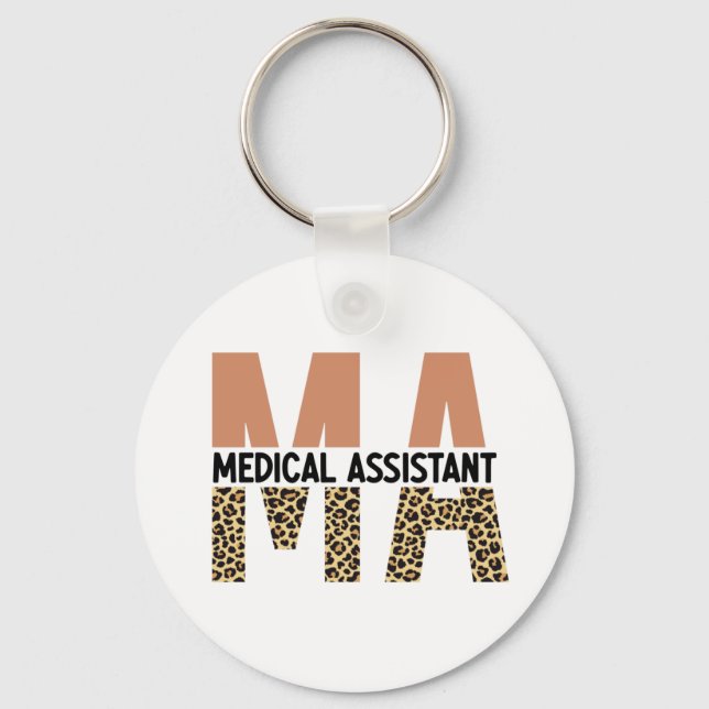 Porte-clés Assistante médicale MA Imprimé Léopard (Recto)