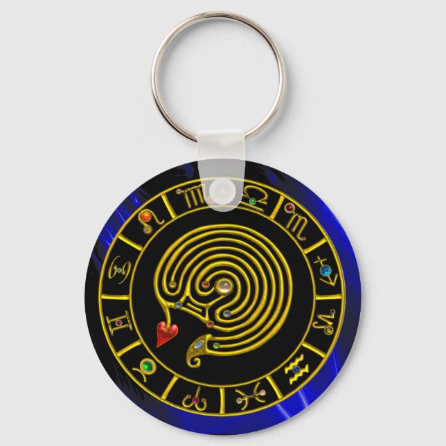 Porte-clés ASTRAL LABYRINTH GOLD ZODIAC CHART Astrologie (Recto)