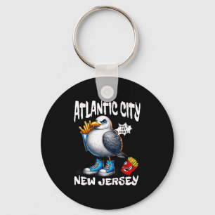 Porte-clés Atlantic City New Jersey Mouette Frites Amusant