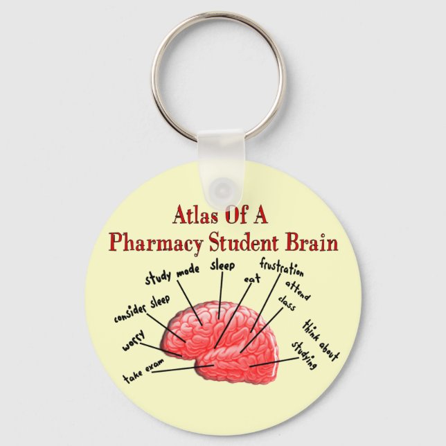 Porte-clés Atlas d'un cerveau étudiant en pharmacie (Recto)