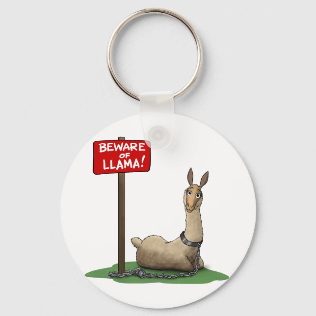 Porte-clés Attention à Lama ! (Recto)