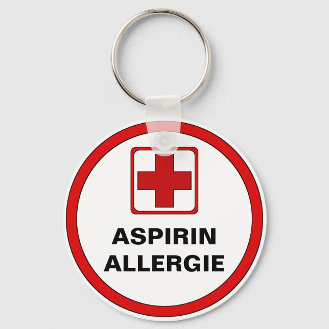 Porte-clés Attention - Aspirine allergie (Recto)