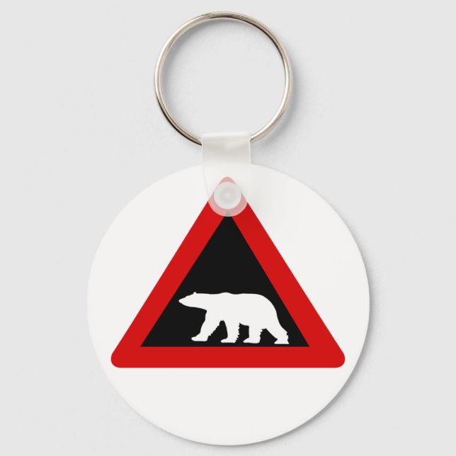 Porte-clés Attention aux ours polaires, signalisation, Norvèg (Recto)