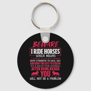 Porte-clés Attention Je Ride Chevaux Cheval Équitation Équita