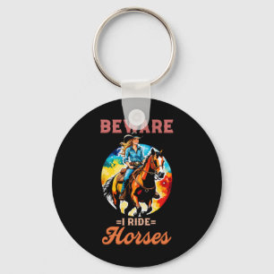 Porte-clés Attention Je Ride Chevaux I Équestre Pony Horse Ve
