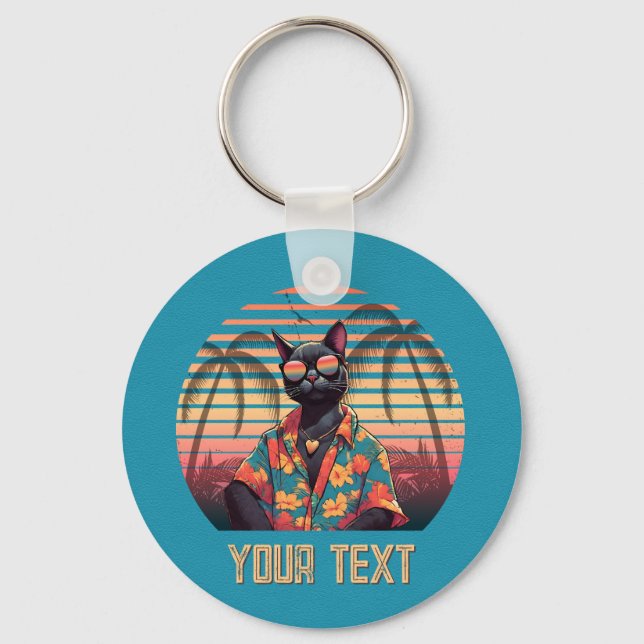 Porte-clés Attitude de chat Tropical intemporelle (Recto)