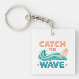 Porte-clés Attraper la vague Surf Vague océanique et planche 