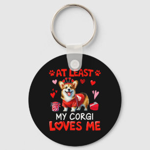 Porte-clés Au moins mon corgi m'aimant la Saint-Valentin en s