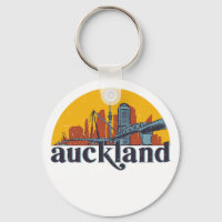 Auckland New Zealand Retro City Skyline Ville