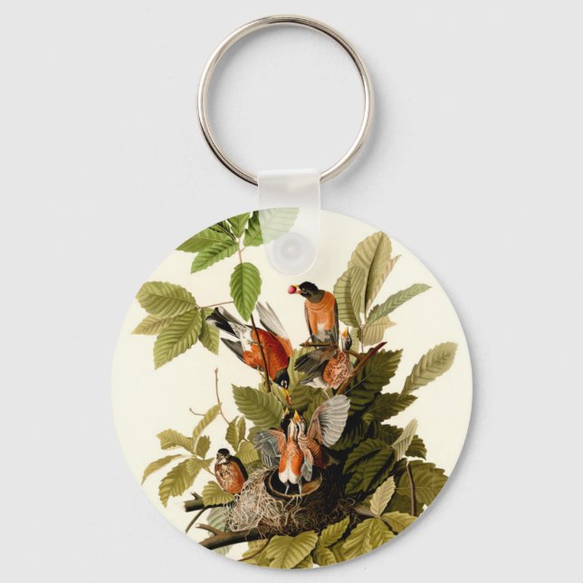 Porte-clés Audubon American Robin Wildlife Bird (Recto)