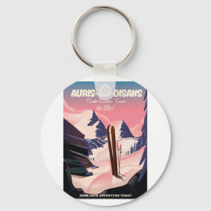 Porte-clés AURIS-EN-OISANS France affiche de ski