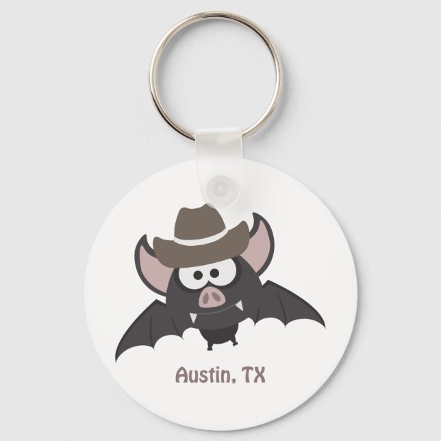 Porte-clés Austin Texas Cute Cartoon Cowboy Bat (Recto)