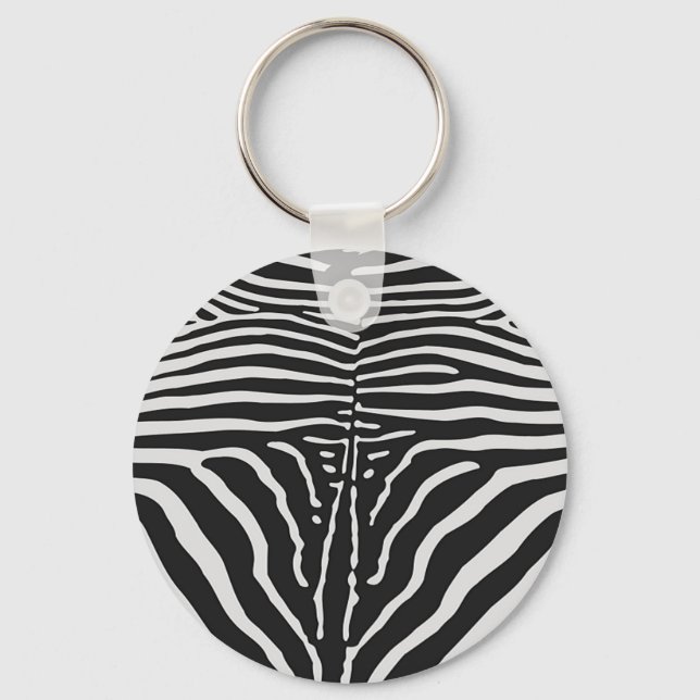 Porte-clés Authentic Zebra Skin Print - noir blanc strié (Recto)