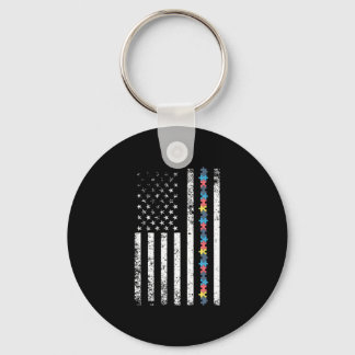 Porte-clés Autism Shirt American Flag Puzzle