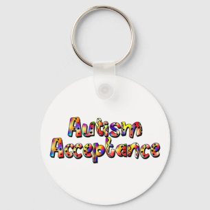 Porte-clés Autisme Acceptation Colorful Rainbow Typographie T