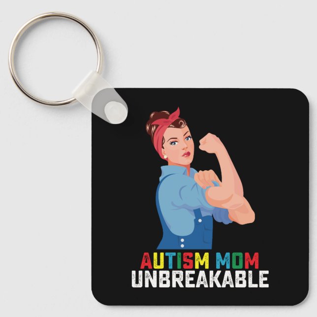 Porte-clés Autisme Maman Fier Indestructible Famille Autiste (Recto)