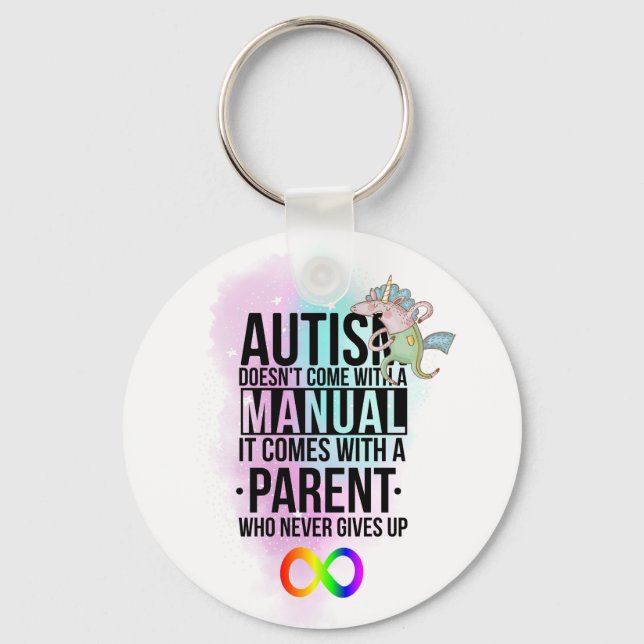 Porte-clés Autisme Maman Papa Parent Slogan - Neurodiversité (Recto)
