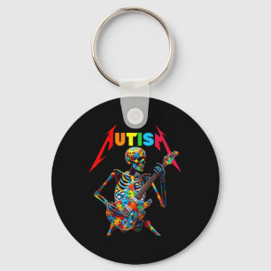 Porte-clés Autisme Squelette Guitare Lecteur Rock Musique Aut