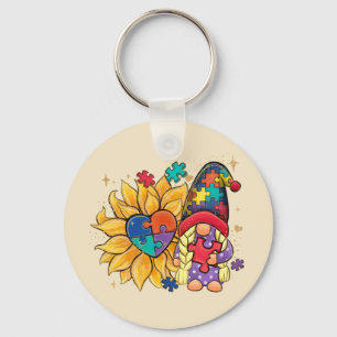 Porte-clés Autisme Tournesol Gnome