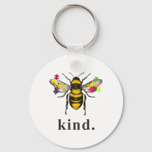 Porte-clés Autiste | Autisme Be Kind Beekeeper Puzzle Piece (Recto)