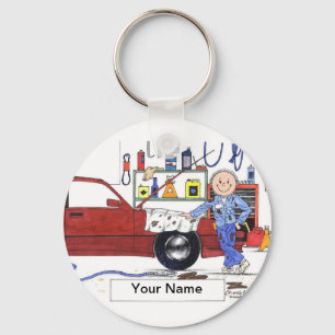 Porte-clés Auto Mechanic - Dessin masculin par PrintedPerfect