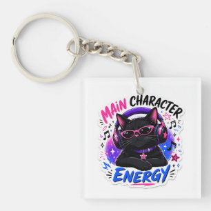 Porte-clés Autocollant de chat noir à l'énergie de personnage