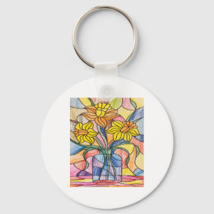Porte-clés Autocollant jonquilles verre teinté vibrant