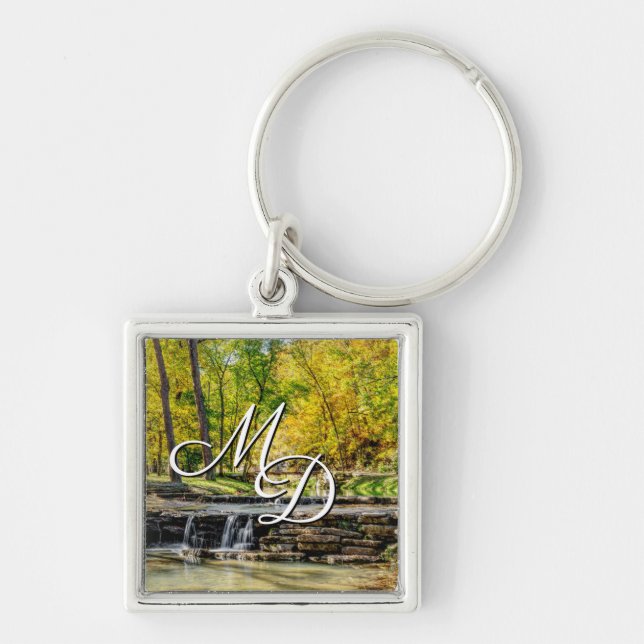 Porte-clés Automne Dogwood Creek avec Initiales Monogrammes (Devant)