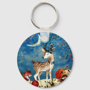 Porte-clés Automne Woodland Friends Deer Forest Illustration