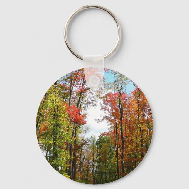 Porte-clés Automnes Arbres et Ciel bleu Automne Photographie  (Recto)