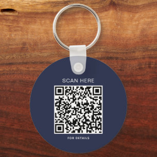 Porte-clés avec code QR et logo bleu marine
