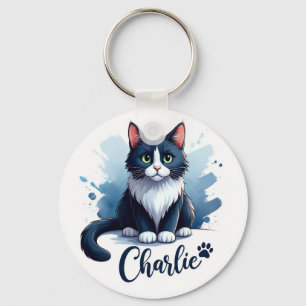 Porte-clés avec œuvre d'art de chat mignon – Cadea