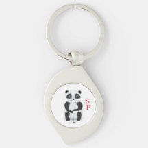 Porte-clés avec panda jouant au golf et initiales 
