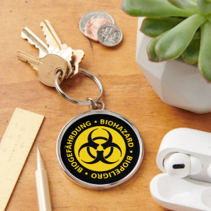 Porte-clés Avertissement de risque biologique trilingue