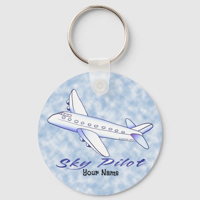 Porte-clés Avion bleu Sky Pilot (Recto)