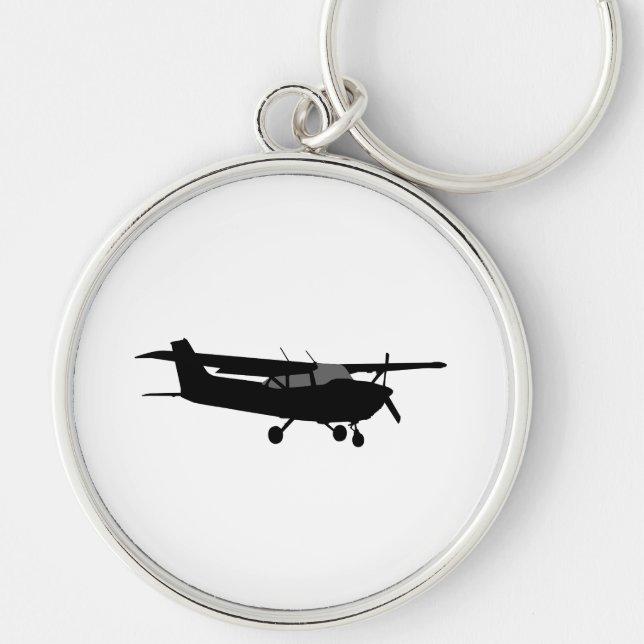 Porte-clés Avion classique Cessna noir Silhouette volante (Devant)